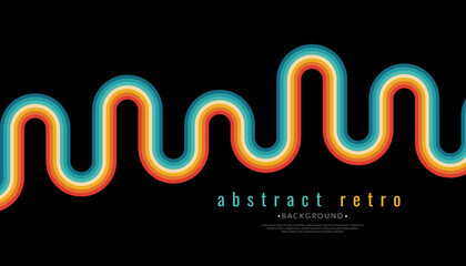 Wall Mural - retro colors wave lines background abstract. vintage 70s curve stripe colorful rainbow. vector illus