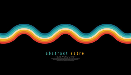 Wall Mural - retro colors wave lines background abstract. vintage 70s curve stripe colorful rainbow. vector illus