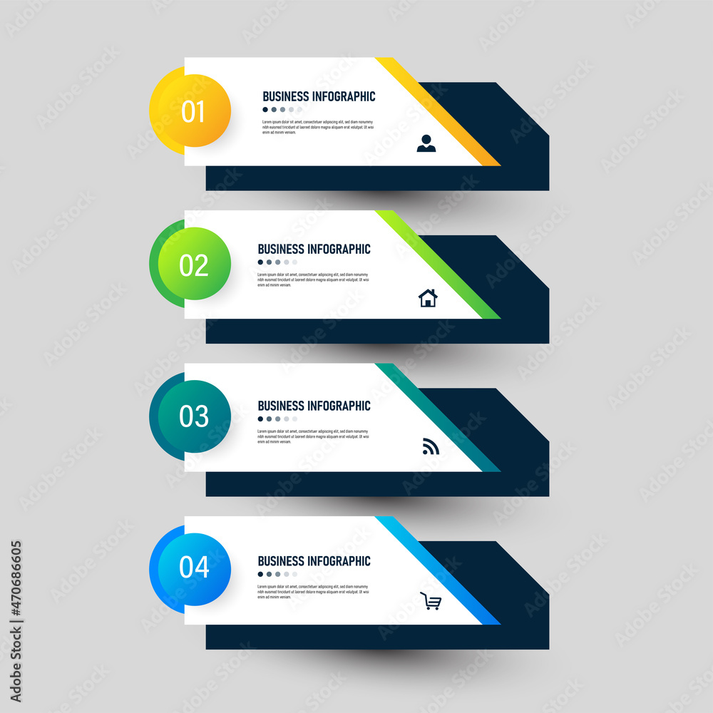 Four steps Infographics banner design template. Stock Vector | Adobe Stock