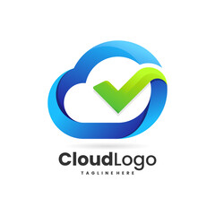 Wall Mural - cloud check technology logo design