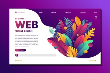 Wall Mural - gradient nature web design. set of web page design templates. flat design vector illustration concep