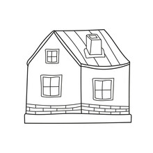 Simple Coloring Page. Black And White Illustration Of A House. Vector On White