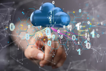 Fototapete - Artificial Intelligence Cloud technology. Integrated digital web concept background