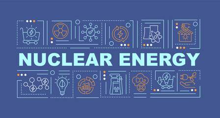 Poster - nuclear power word concepts banner. renewable electricity production. infographics with linear icons