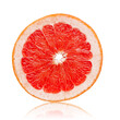 © Tania - Slice of pink grapefruit isolated on white background.
