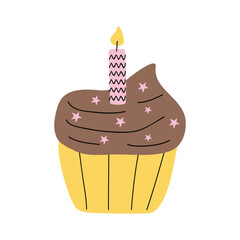 Canvas Print - birthday cupcake with candle