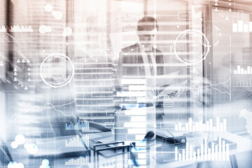 Wall Mural - business modern technology. bi business intelligence concept on virtual screen