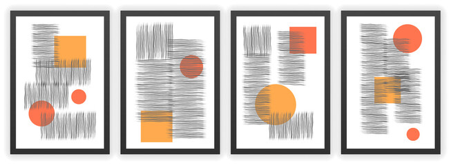Wall Mural - set of abstract art. collection of unusual images. various shaded shapes, minimalistic patterns. tex