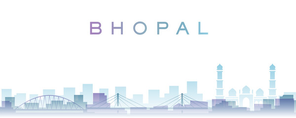 Poster - Bhopal Transparent Layers Gradient Landmarks Skyline