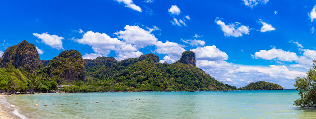 Wall Mural - Boat at Railay Beach East  in  Thailand