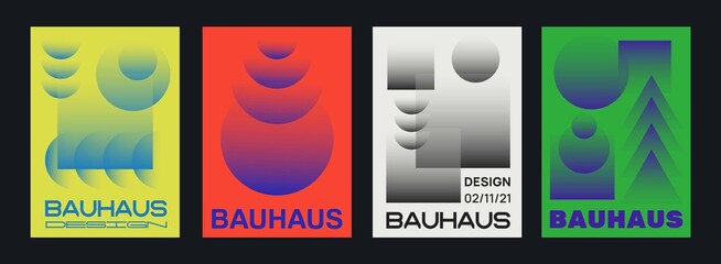 Aufkleber - Set of Swiss Design Posters. Geometric Shapes Pattern Vector Design. Modern bauhaus cover template.