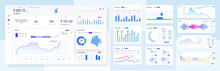 Modern Presentation With Infographics, Dashboard UI, UX, KIT, Great Design For Any Site Purposes Chart, Graph, Financial Data In A Flat Style. Clean And Simple Application Interface Design. Vector