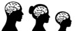 © yai - Set of icons, brain in human head, simple design. men, women, children and babies