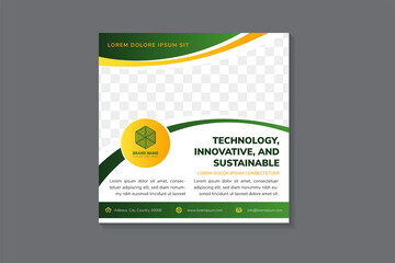 Wall Mural - technology, innovative and sustainable social media post promotion banner template design premium. vector illustration use square layout with space for photo. 