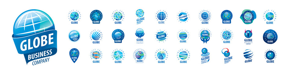 Canvas Print - A set of vector logos of the Globe on a white background