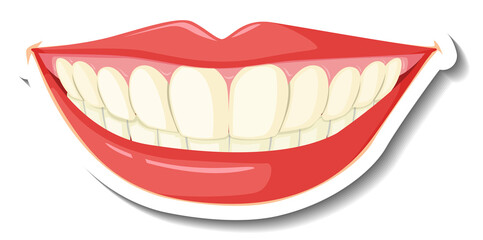 Wall Mural - Lips with teeth on white background