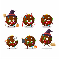 Wall Mural - Halloween expression emoticons with cartoon character of chocolate candy