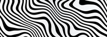 3d Rendering Illustration Of Stripes,wave,asymmetrical,abstract Background Black And White, Zebra Pattern For Fabric,website Banner.
