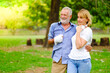 © u photostock - Portrait caucasian senior woman and old man, couple elder in love happy in park