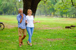 © u photostock - Portrait caucasian senior woman and old man, couple elder in love happy in park