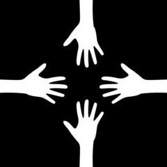 Sticker - Hands of teamwork icon isolated on dark background