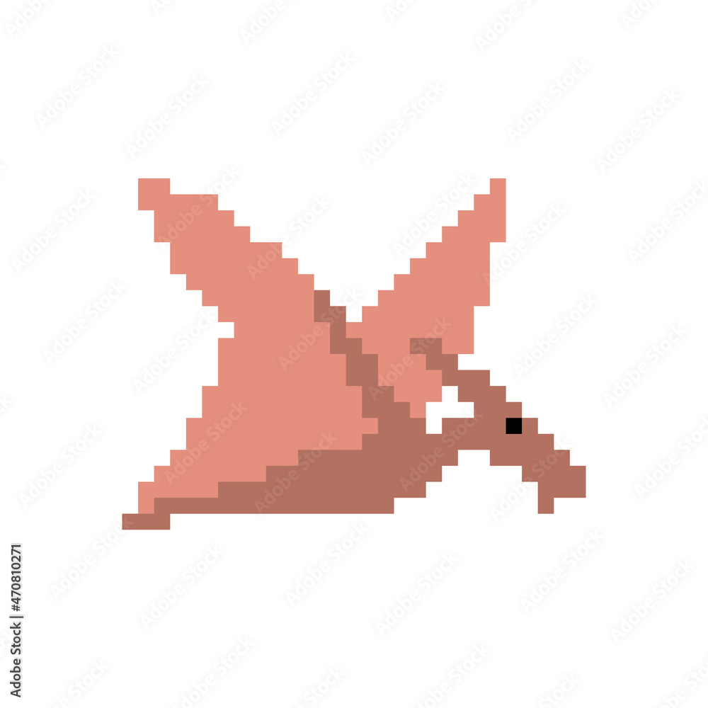 Pterodactyl pixel art dinosaur. pixelated Ancient animal. 8bit Dino ...