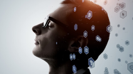 Aufkleber - AI (Artificial Intelligence) concept. Deep learning. Digital transformation.