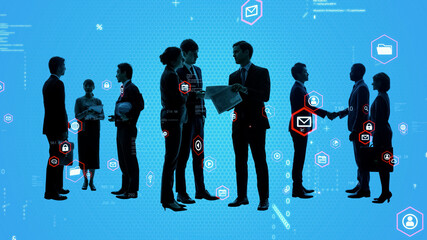 Aufkleber - Business network concept. Data analysis. Management strategy. Teamwork. Partnership. Human resources.