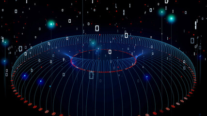 Fototapete - Communication network concept. Digital transformation.