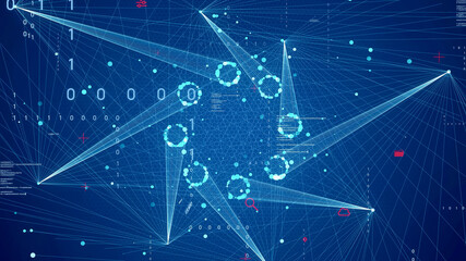 Fototapete - Communication network concept. Digital transformation.