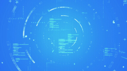 Fototapete - Digital communication network concept. Programming. Digital transformation.