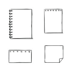 Wall Mural - vector collection of hand drawn doodle pages isolated on white background, black drawings set, minim
