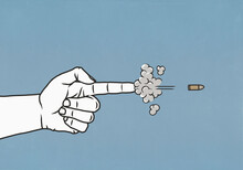 Finger Gun Shooting Bullet
