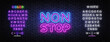 © Ivan - Non Stop neon sign vector design template. Non Stop neon text, light banner, design element, night bright advertising, bright sign. Vector illustration. Editing text neon sign
