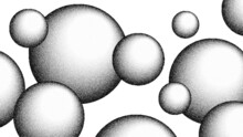 Spheres Of Grain Balls Background. Black Noise Dots 3D Soap Bubbles. Sand Grain Effect Ball Shape. Abstract Noise Dot Object. Halftone Dots Geometric Bubbles Elements. Dotted Spheres Vector Banner.