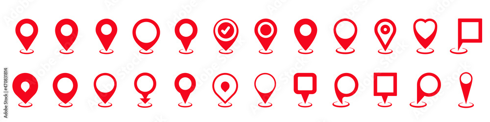 Map pin icon. location pin place marker. Location icon. Map marker pointer icon set. GPS location symbol collection.  Modern map markers. Vector icon isolated on transparent background.