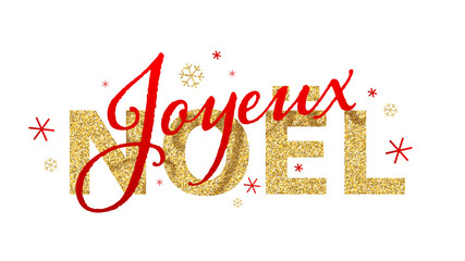 Wall Mural - Bannière rouge vecteur JOYEUX NOËL avec des paillettes dorées