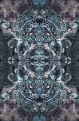 Aufkleber - color ornamental mandala and softly blurred watercolor background.