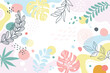 © donnaya92 - Design banner frame flower Spring background with beautiful. flower background for design. Colorful background with tropical plants. Place for your text.