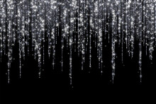 Silver Holiday Decoration Long Glitter Garland On Black Background. Vector