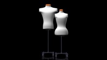 Display Mannequins On Black Background.
3D Illustration For Fashion Business.