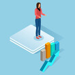 © Garno Studio - Woman Performing A Financial Report on Podium. Vector illustration
