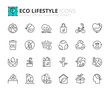 © spiral media - Simple set of outline icons about eco lifestyle. Ecology concept.