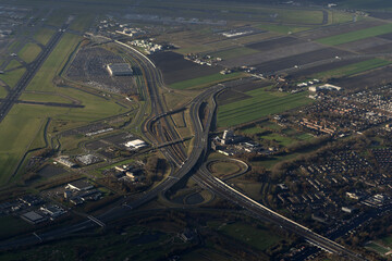 Wall Mural - Amsterdam Harbor Channels roads Aerial view panorama