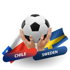 Soccer football competition match, national teams chile vs sweden