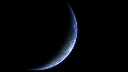 Aufkleber - Sun rise above Earth as view from space with vibrant blue atmosphere and cloudy sky showing continents below