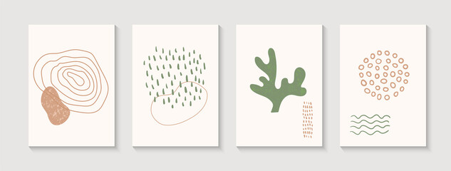 Wall Mural - abstract minimalist hand drawn vector posters. contemporary wall art with organic shapes