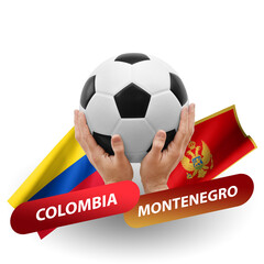 Soccer football competition match, national teams colombia vs montenegro