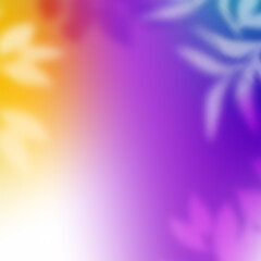 Aufkleber - Bright Background with Gradient. Abstract Bg with Tropical Leaves and Trees Overlay. Blurred Colorful Leaves