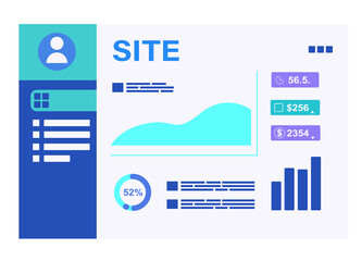 Website template design. Flat illustration concept of web page design for website and mobile website development. Сharts. Statistics. Electronic health record